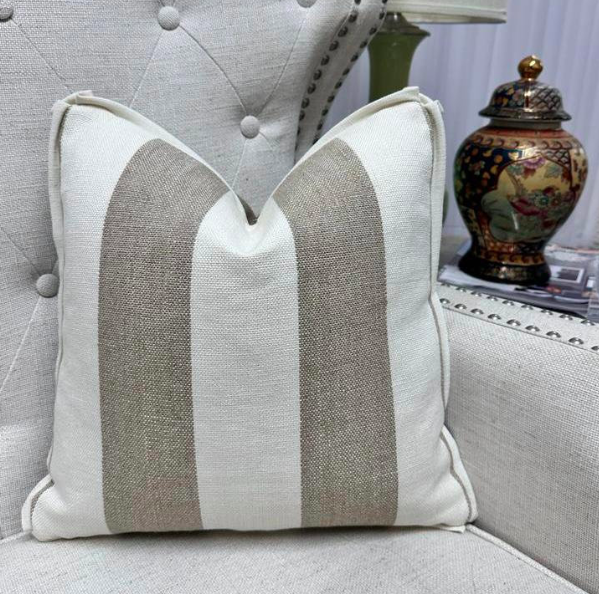 Schumacher - Augustin Linen Stripe in Ivoire