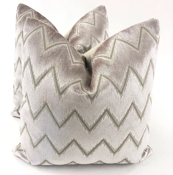 Schumacher - Chevron Velvet in Blush