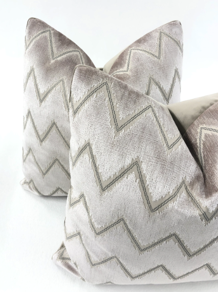Schumacher - Chevron Velvet in Blush