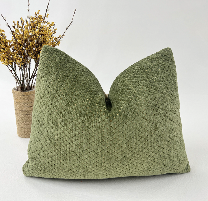 Luxurious Vintage Velvet in Green and Yellow Details, Decorative High End Pillow Covers