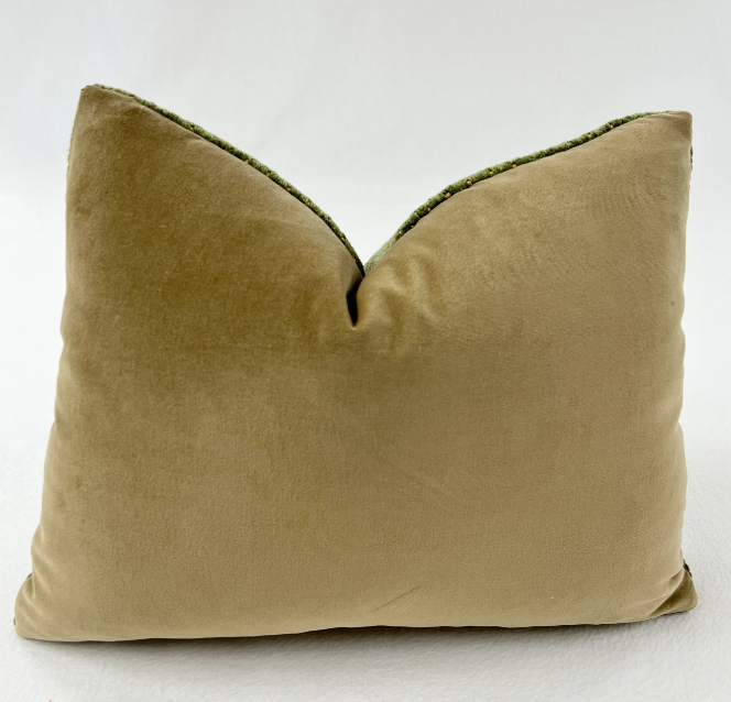 Luxurious Vintage Velvet in Green and Yellow Details, Decorative High End Pillow Covers
