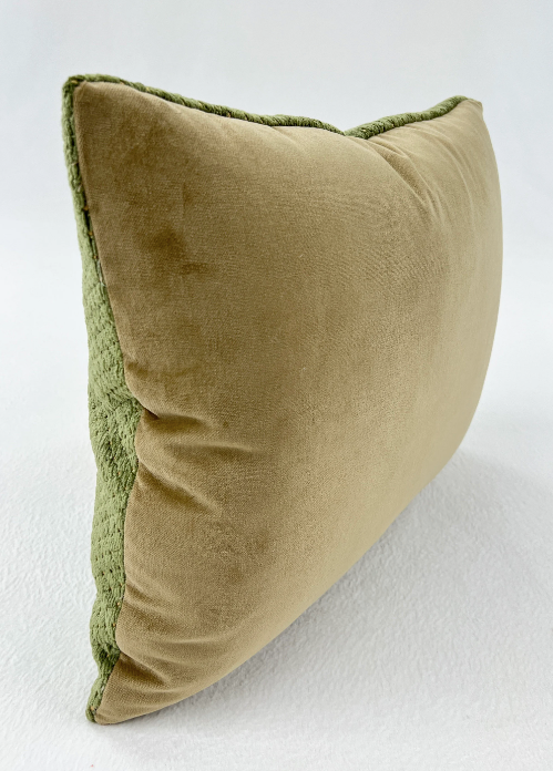 Luxurious Vintage Velvet in Green and Yellow Details, Decorative High End Pillow Covers