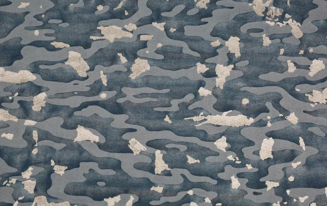 Fortuny - Camo Isole in Faded Blue & Silvery Gold Texture