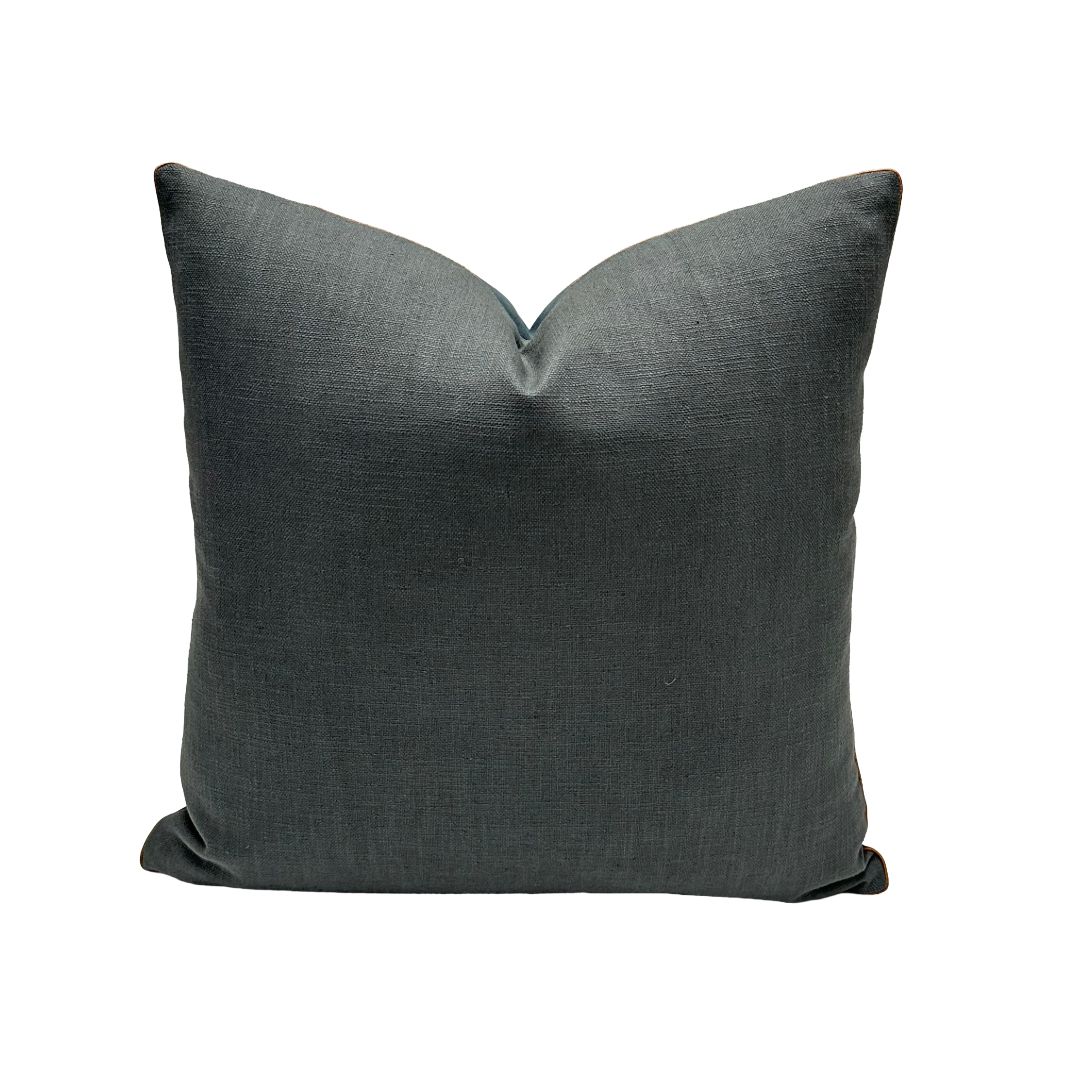 Vegan Suede in Slate Blue with Tape Samuel & Sons - Otero Embroidery Border in Grand Canyon