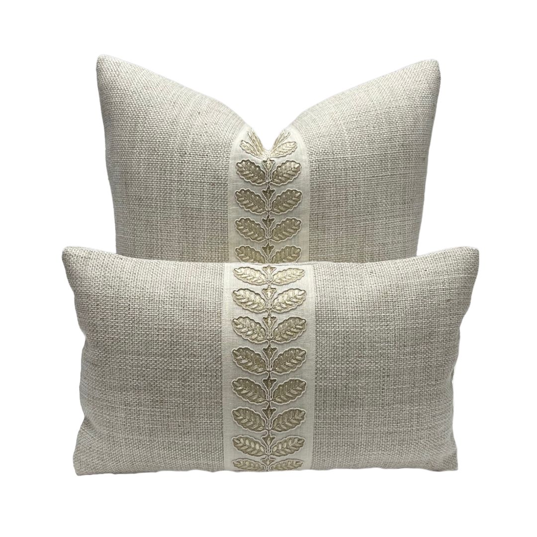 Pierre Frey - Shangai in Nacre with Tape Trim Colefax & Fowler - Landsdowne Stern Braid in Beige
