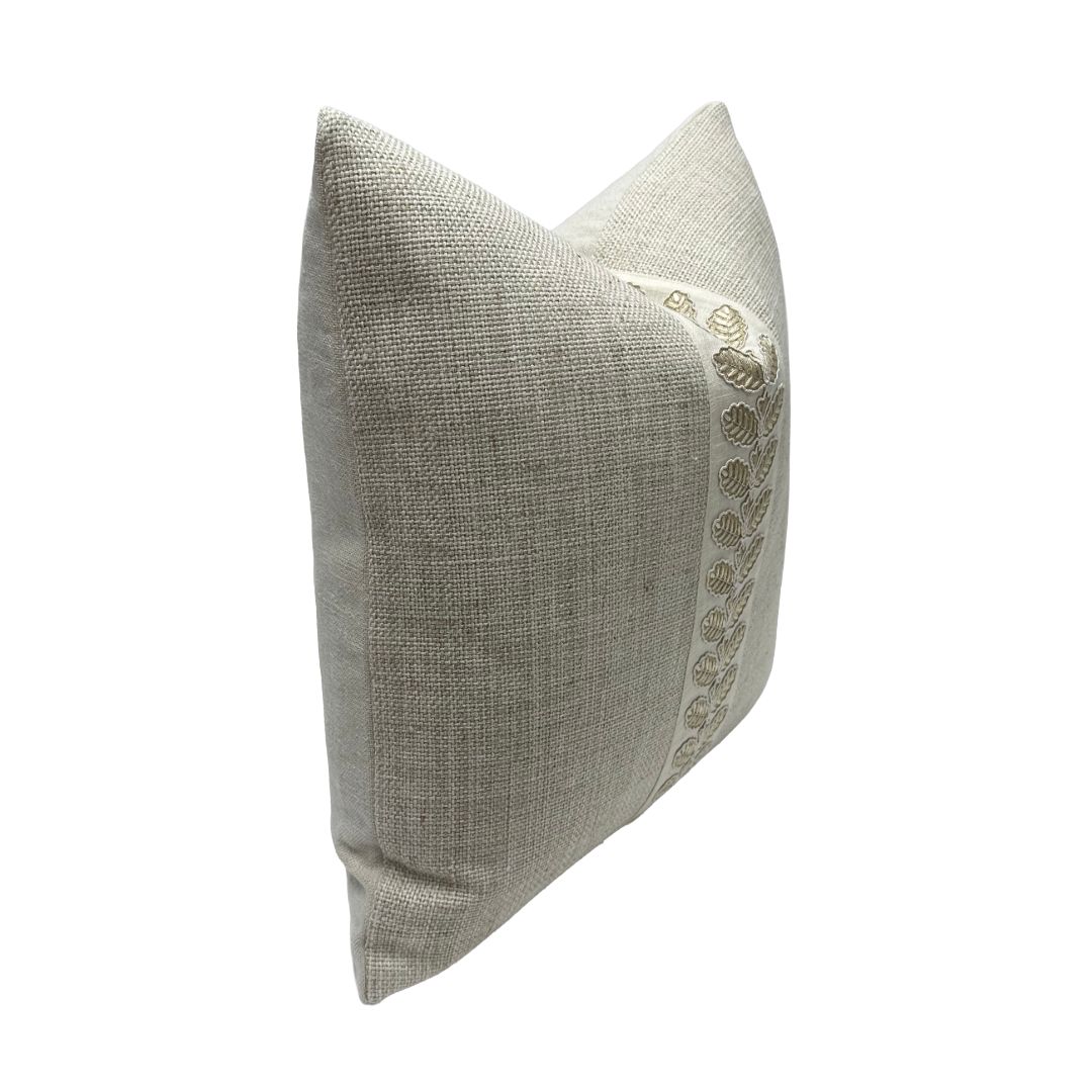 Pierre Frey - Shangai in Nacre with Tape Trim Colefax & Fowler - Landsdowne Stern Braid in Beige