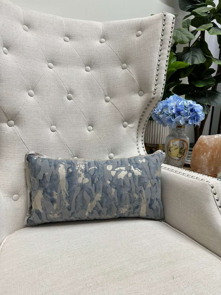 Fortuny - Camo Isole in Faded Blue & Silvery Gold Texture