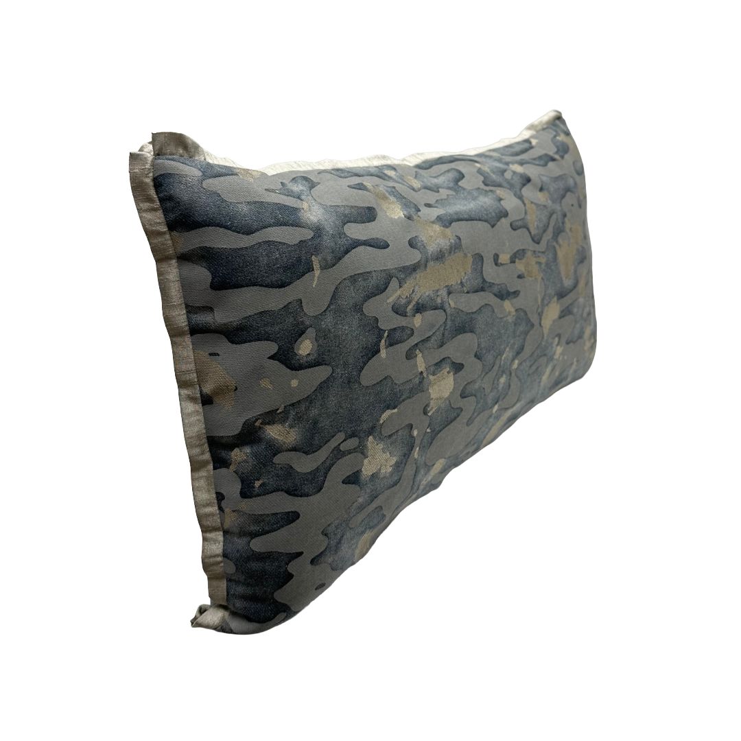 Fortuny - Camo Isole in Faded Blue & Silvery Gold Texture