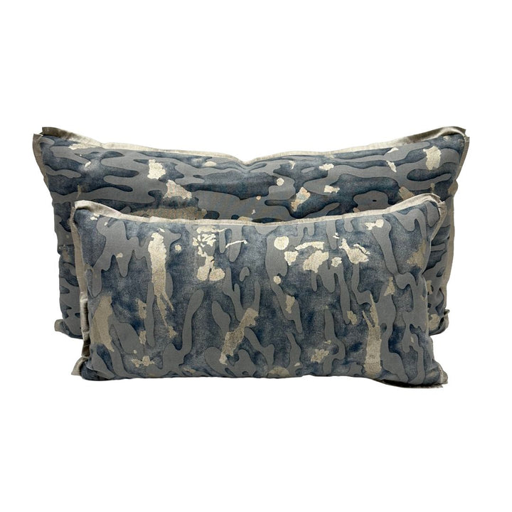 Fortuny - Camo Isole in Faded Blue & Silvery Gold Texture