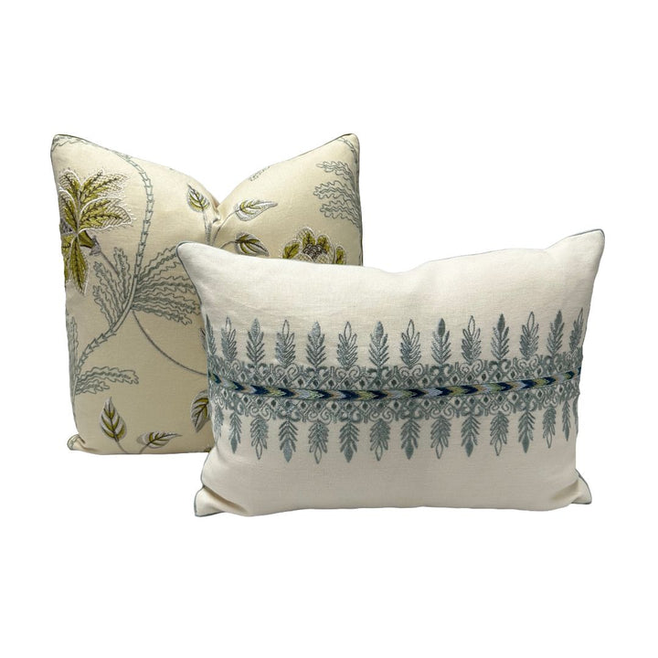 Colefax & Fowler - Elina Linen Embroidery in Leaf