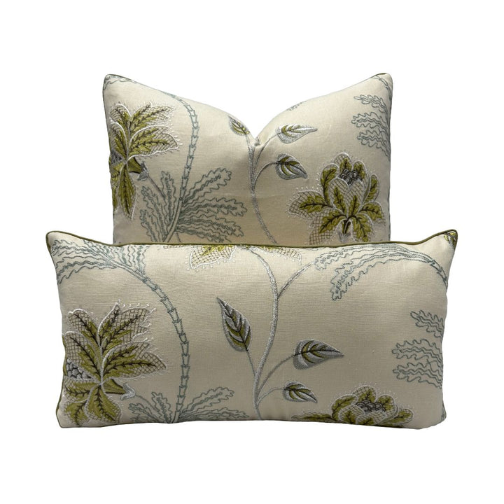 Colefax & Fowler - Elina Linen Embroidery in Leaf