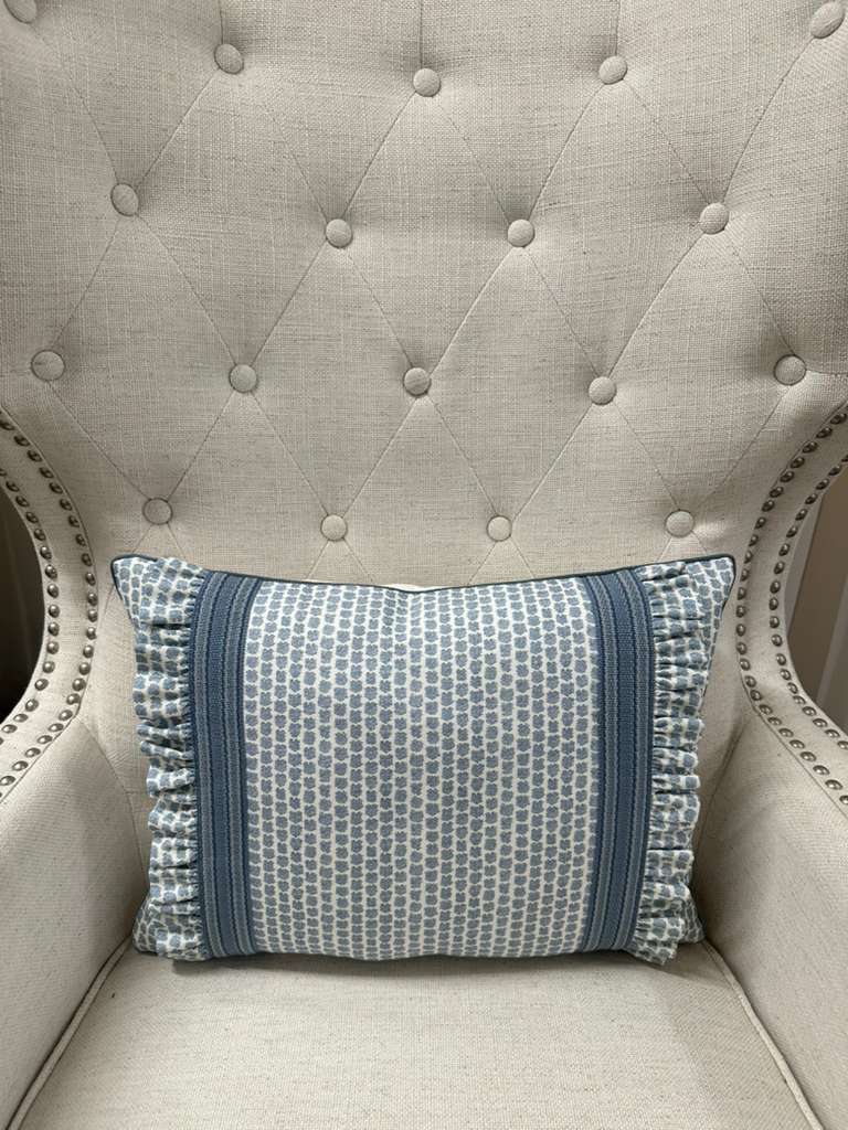 Lee Jofa - Kaya II in Sky with Tape Trim and Ruffle Tape