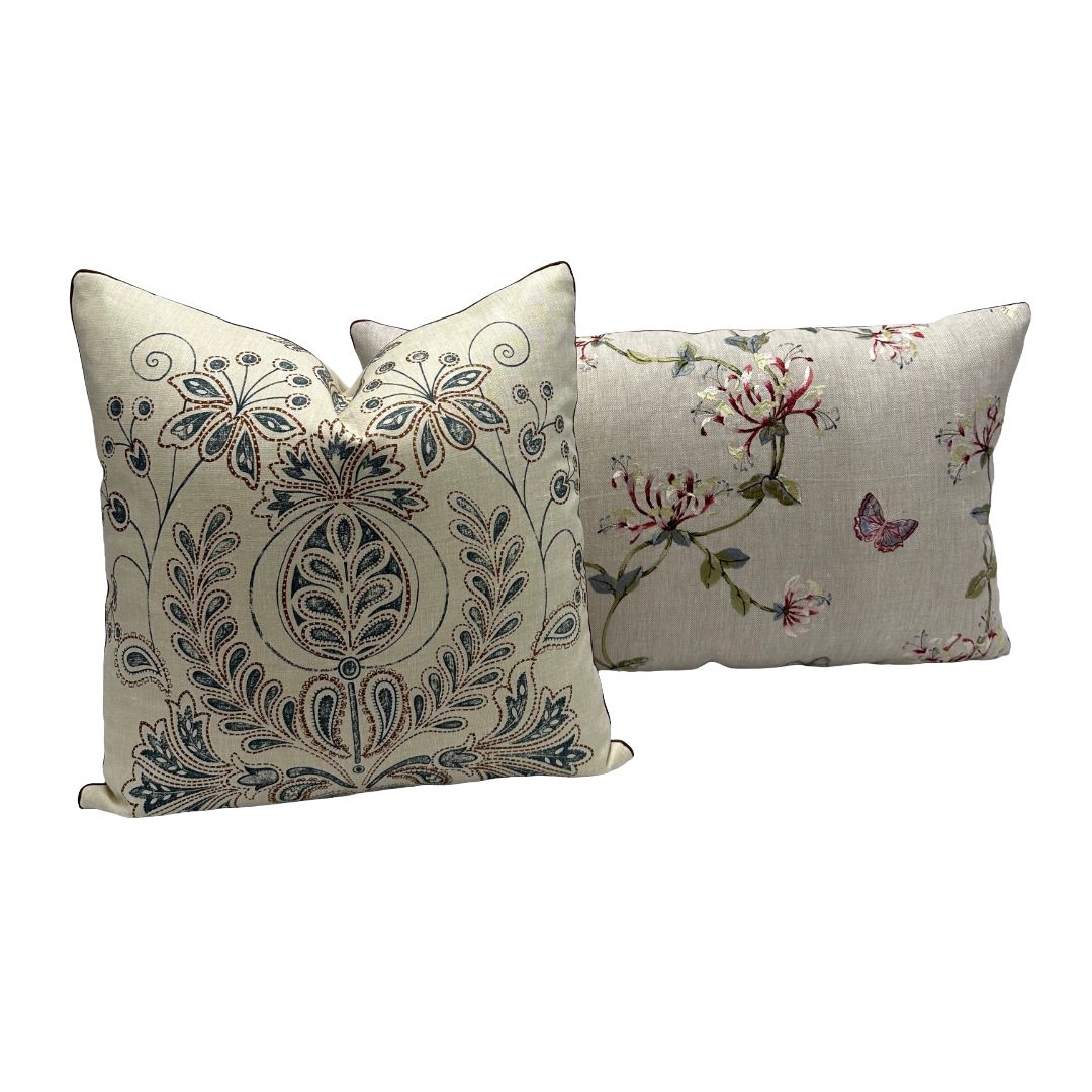Colefax & Fowler - Honeysuckle Garden Embroidery in Red/Gold