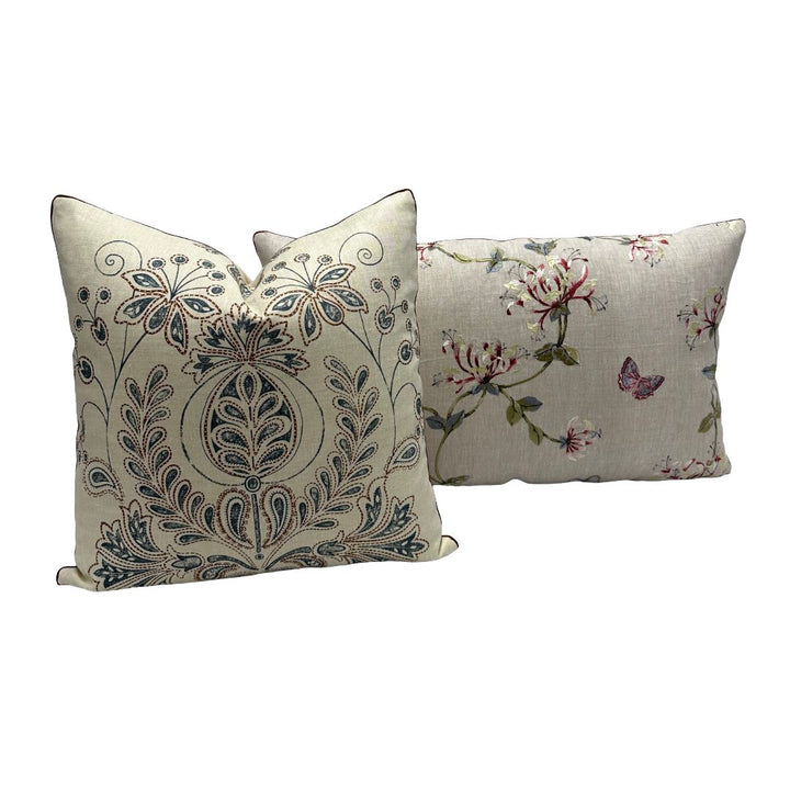 Colefax & Fowler - Honeysuckle Garden Embroidery in Red/Gold