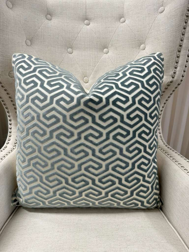 Schumacher - Ming Fret Velvet in Mineral