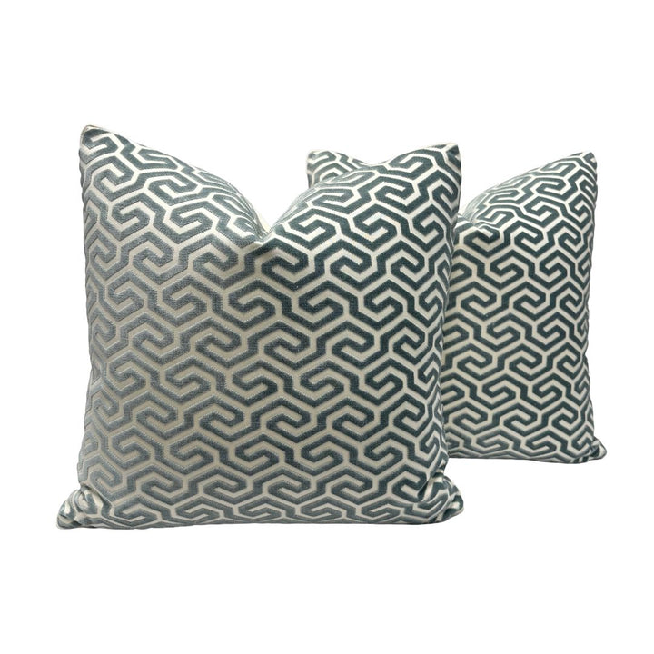 Schumacher - Ming Fret Velvet in Mineral