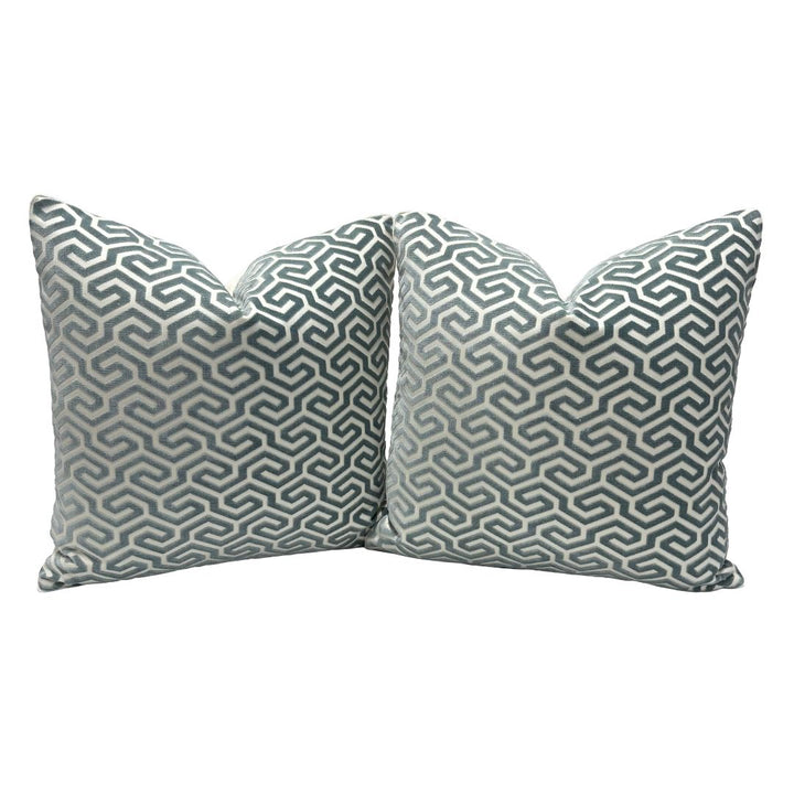 Schumacher - Ming Fret Velvet in Mineral