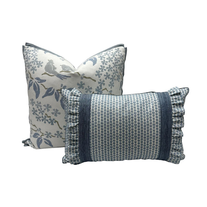 Lee Jofa - Kaya II in Sky with Tape Trim and Ruffle Tape