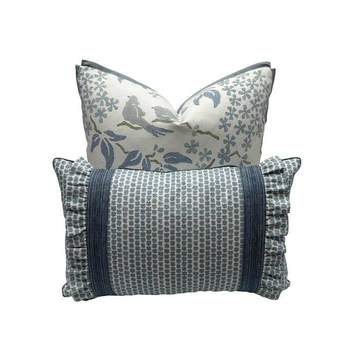 Lee Jofa - Kaya II in Sky with Tape Trim and Ruffle Tape