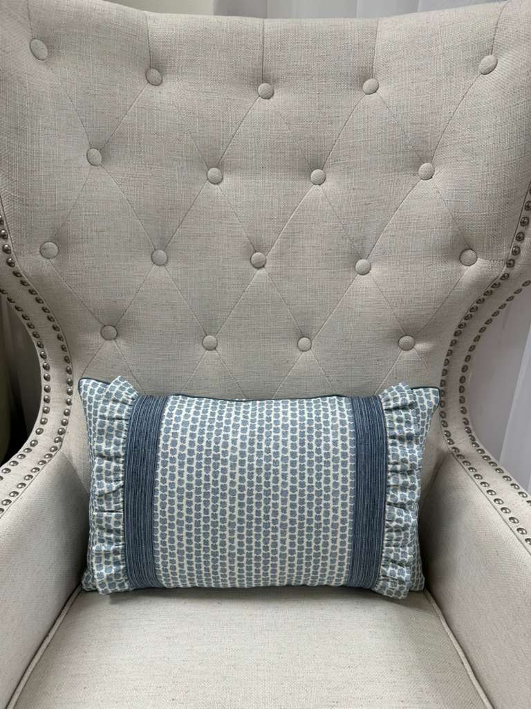Lee Jofa - Kaya II in Sky with Tape Trim and Ruffle Tape
