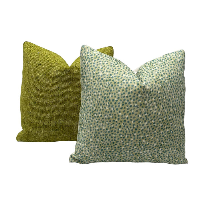 Fret Fabrics - Cheetah in Teal on Celadon