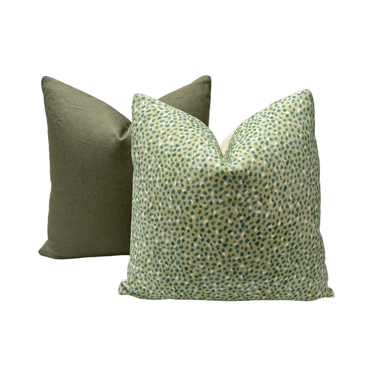 Fret Fabrics - Cheetah in Teal on Celadon