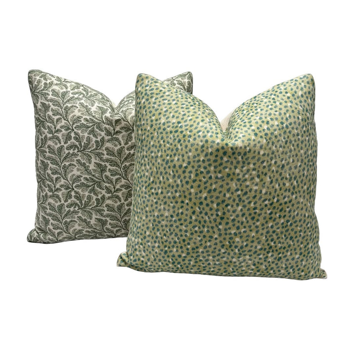 Fret Fabrics - Cheetah in Teal on Celadon