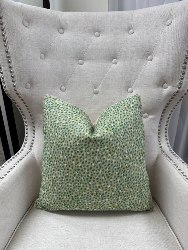 Fret Fabrics - Cheetah in Teal on Celadon