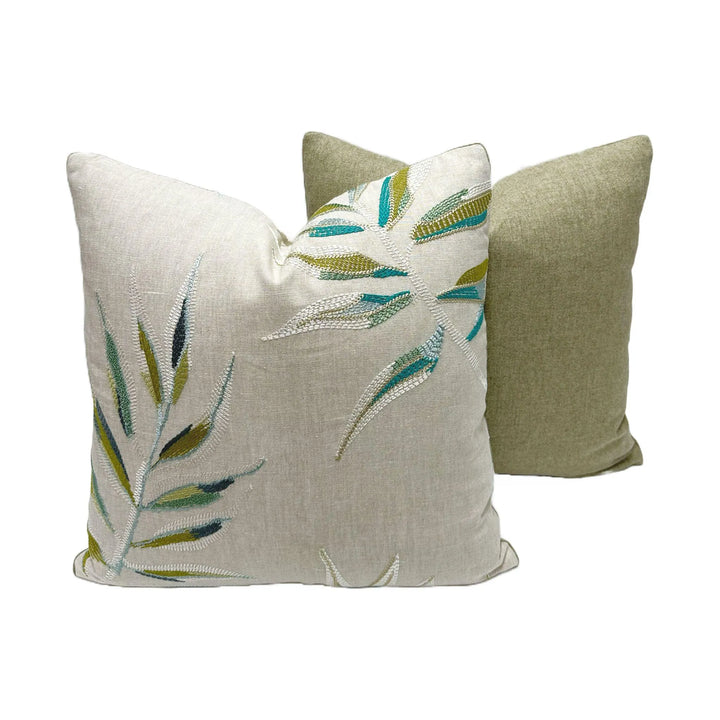 Palms Embroidery in Greens