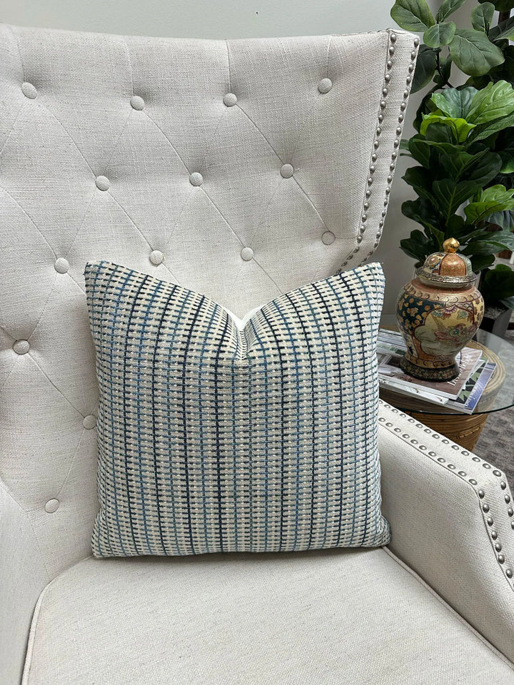 Striped Grid in Blue/Beige