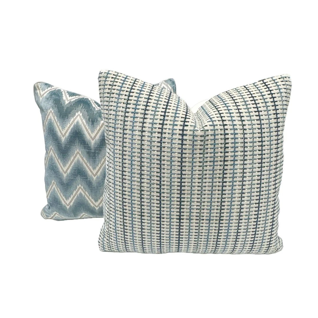 Striped Grid in Blue/Beige