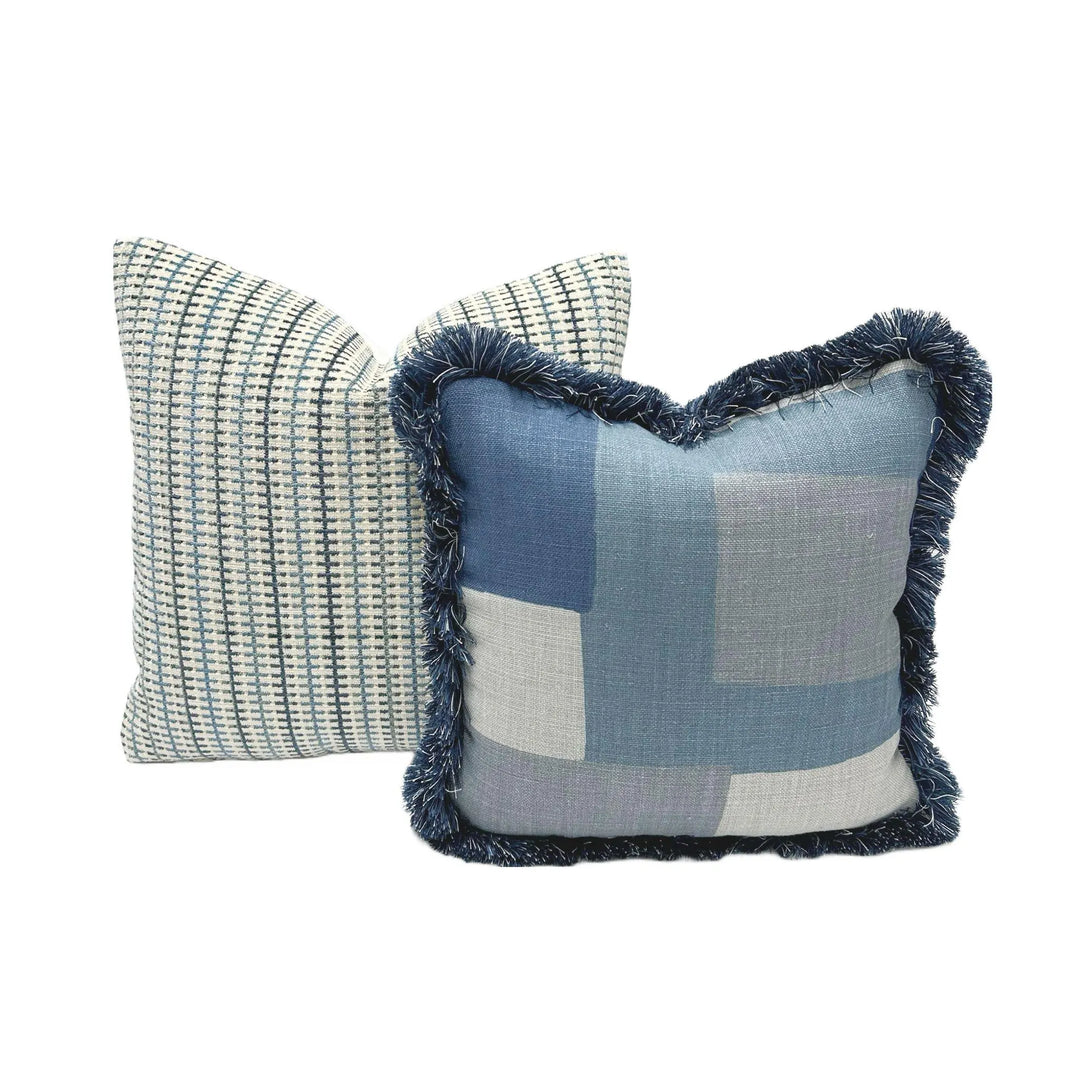 Striped Grid in Blue/Beige