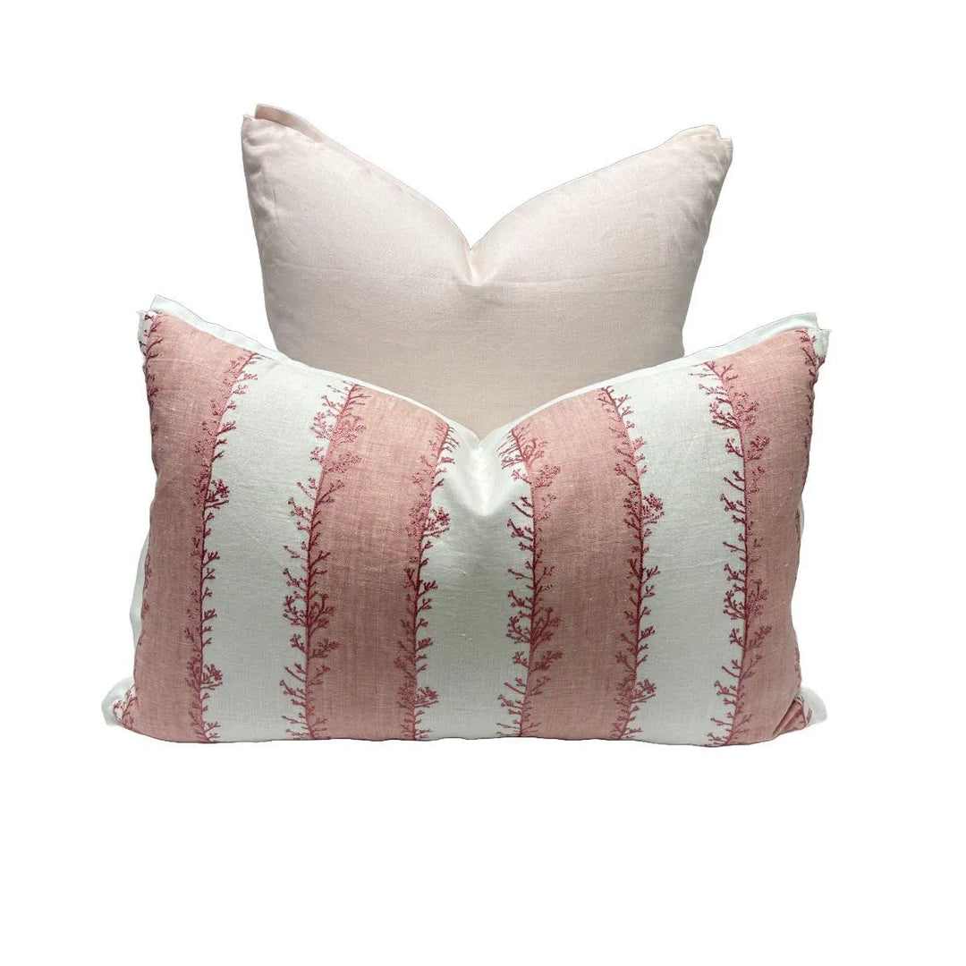 Thistle Stripe Embroidery in Blush Pink