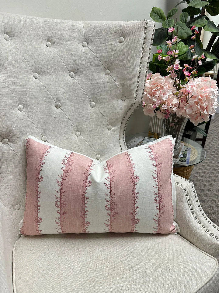 Thistle Stripe Embroidery in Blush Pink