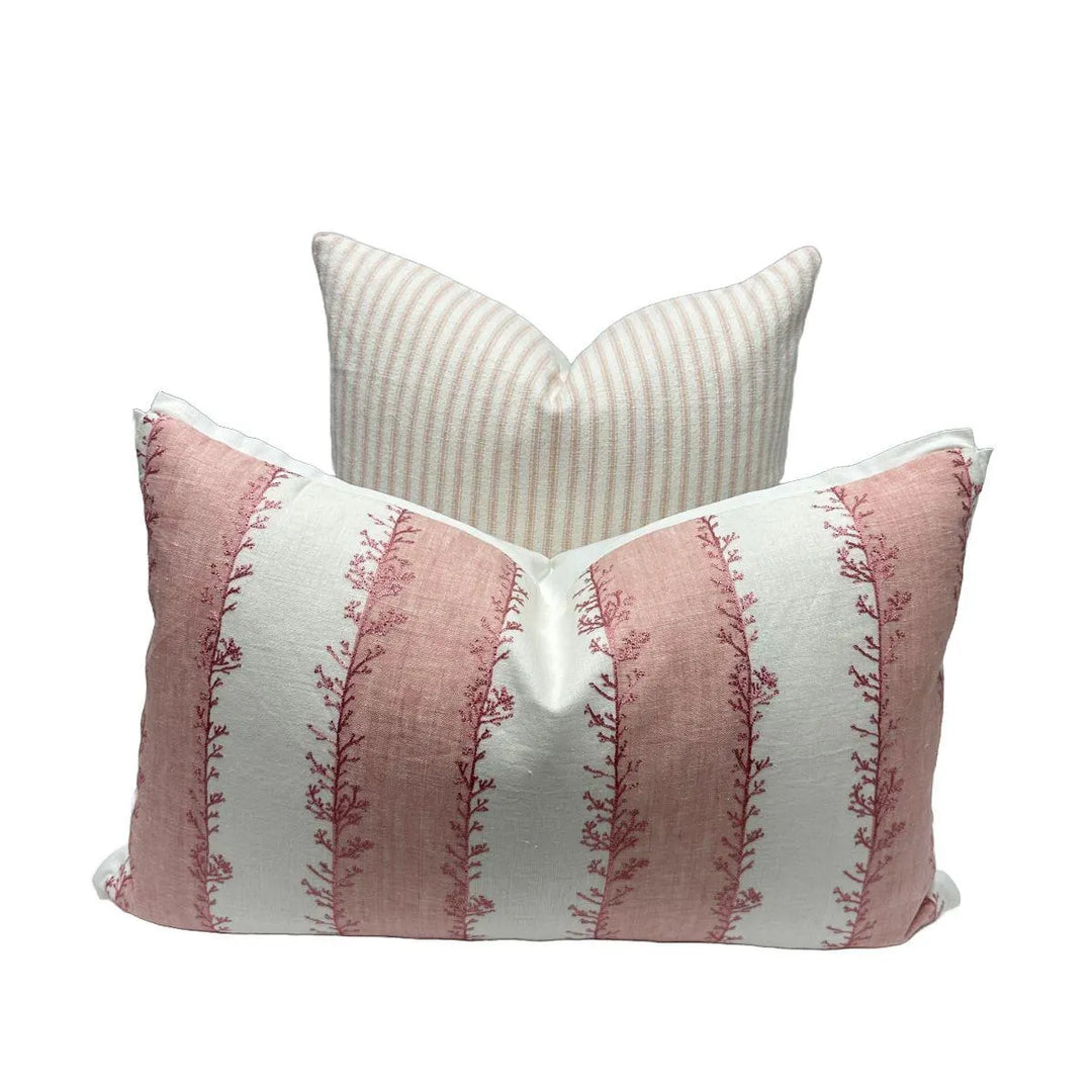 Thistle Stripe Embroidery in Blush Pink