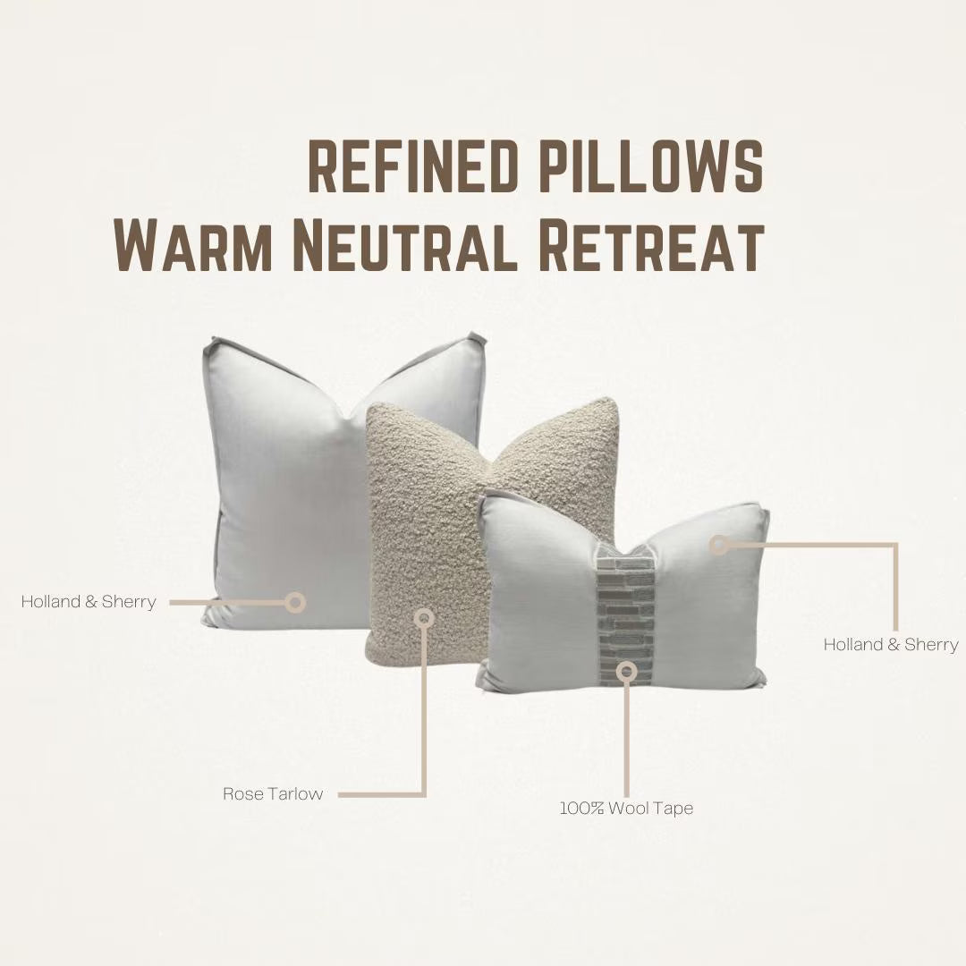 Warm Neutral Retreat – Set of 3 Designer Pillow Covers