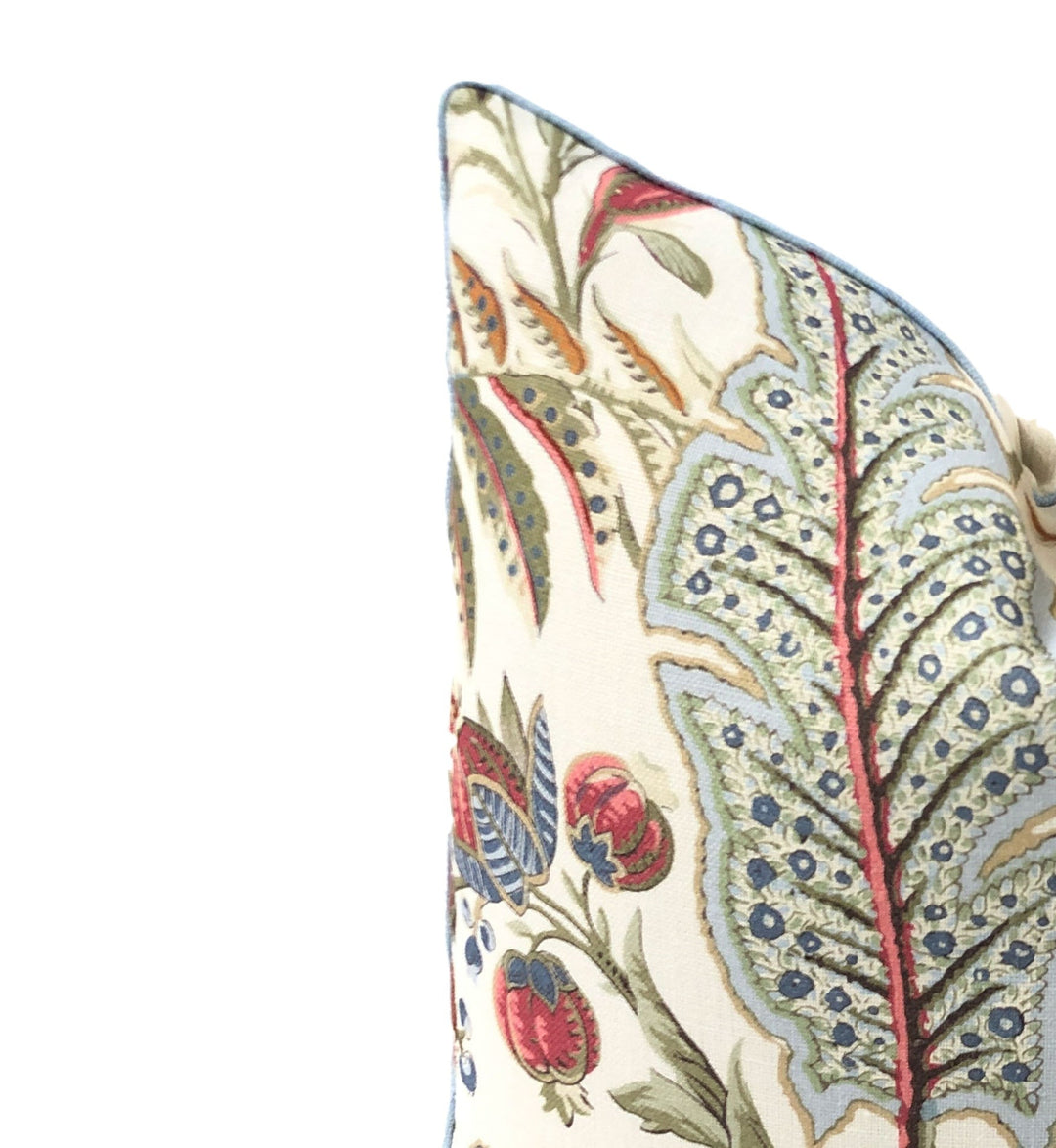 Colefax & Fowler - Paisley Leaf in Tomato/Aqua